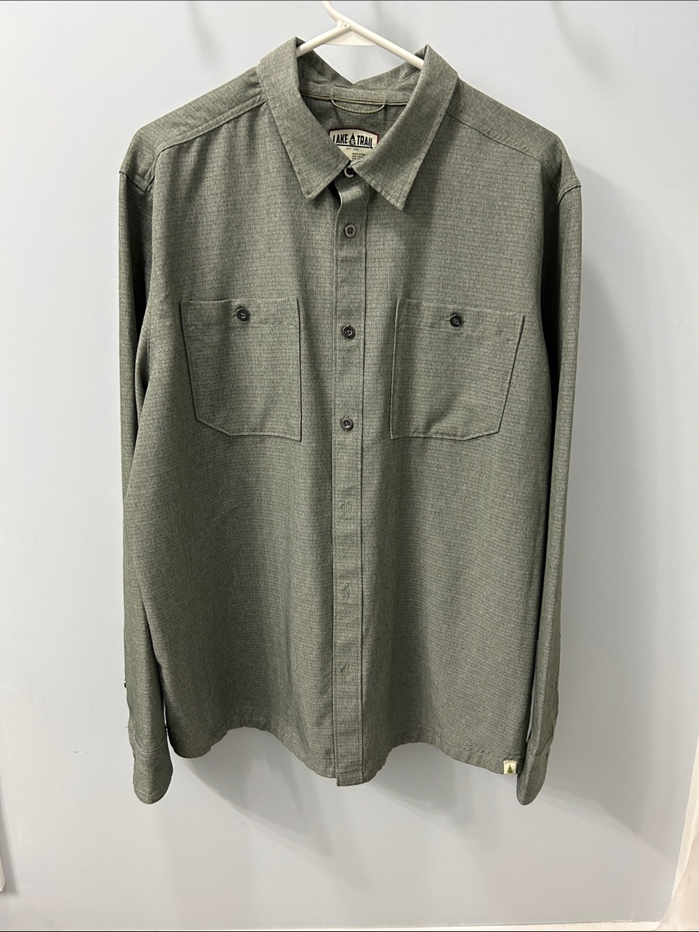 Men's Olive Green Button-Front Casual Shirt by Lake & Trail
